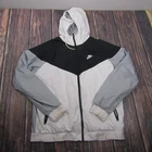 Nike Jacket Mens XL White Black Gray Windbreaker Hooded Full Zip Lined