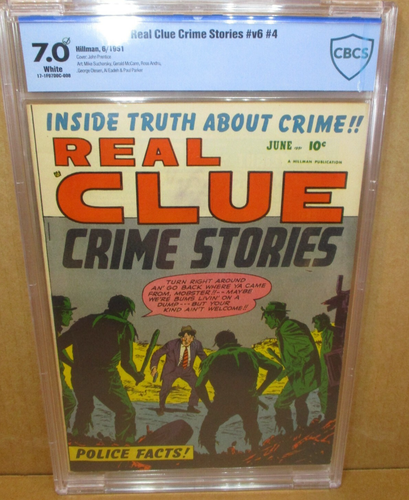 Real Clue Crime Stories V6 #4 CBCS 7.0✔ NONE CGC GRADED! 1951 Bums vs Mobster VF - Picture 3 of 8
