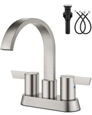 Aolemi 4 Inch Centerset Bathroom Faucet 3 Hole Waterfall Two Handle Brushed