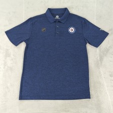 Winnipeg Jets Polo Shirt NHL Fanatics Blue Short Sleeve Men Medium