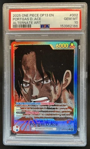 2025 One Piece Portgas D. Ace Leader Alt Art #OP13-002 PSA 10 GEM MINT