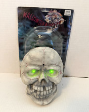 Halloween Haunted Light-Up Skull with Green Eyes, Plastic, Halloween