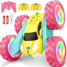 Remote Control Car, RC Cars for Girls, Double-Sided 4WD Stunt Car with RGB Light