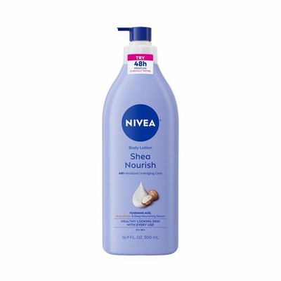 NIVEA Shea Nourish Body Lotion for Dry Skin with 16.9 Fl Oz (Pack of 1), BLUE 