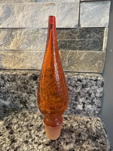STOPPER ONLY Blenko Orange Crackle Glass REPLACEMENT Genie Bottle Decanter