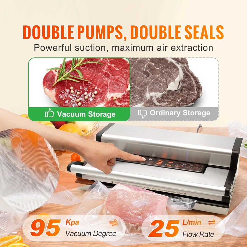 Vacuum Sealer Machine Food Preservation Storage Saver 95Kpa w/ Seal Bag - Image 2 of 4