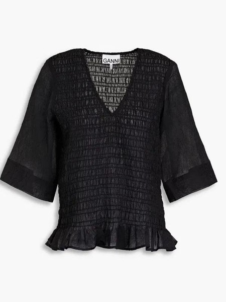 Women Ganni Shirt Black Polyester 36
