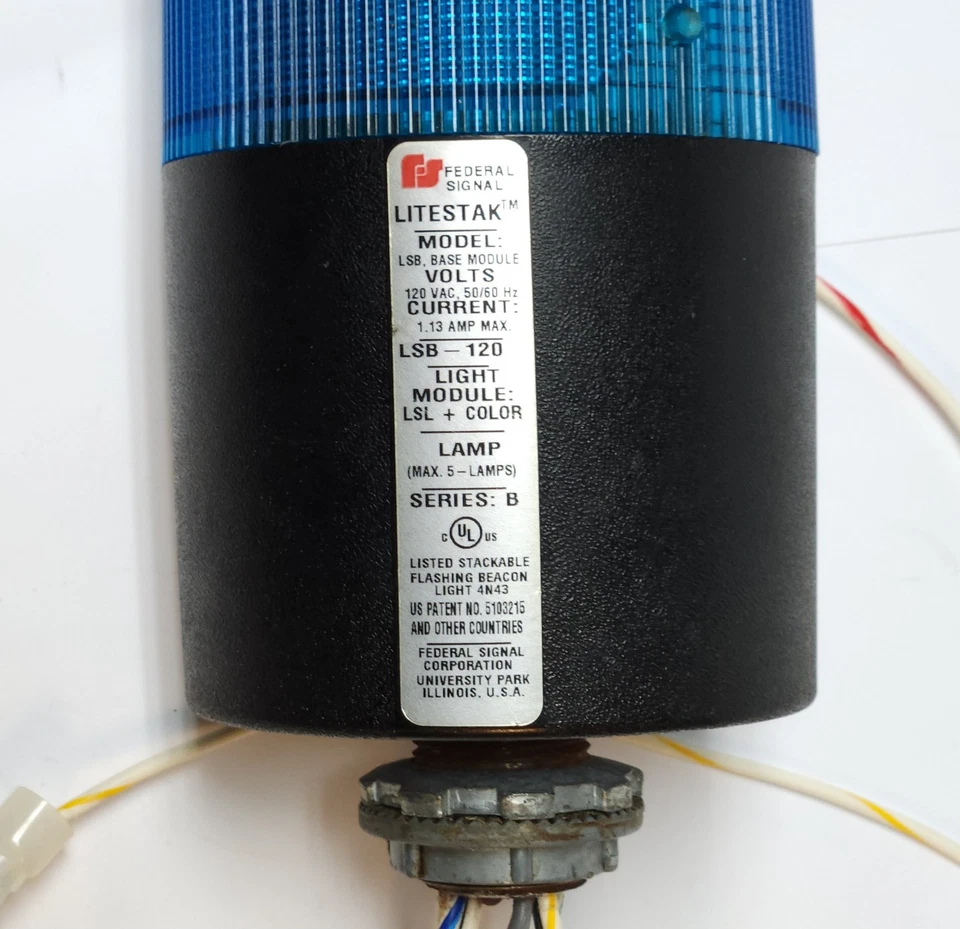 FEDERAL SIGNAL LITESTAK LSB LSB-120 BLUE GREEN & CLEAR White 120 VAC Light Stack - Image 2 of 4