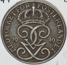 Sweden 1949 5 Ore EF King Gustaf V 194342 combine shipping