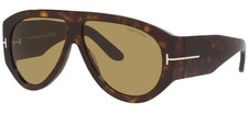 Tom Ford Bronson FT1044 52N Aviator Sunglasses 60mm Dark Havana / Green Lens