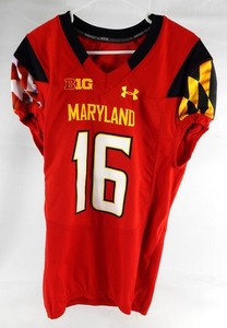2017 Maryland Terrapins R.Brand #16 Game Used Red Jersey Football 42 121