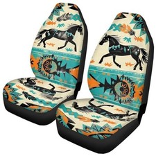 South Native Car Seat Cover Front Seat Protector Dreamcatcher Horse,Green
