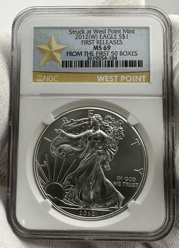 2012-W American Silver Eagle NGC MS69 First Releases ~ West Point 1st 50 Boxes