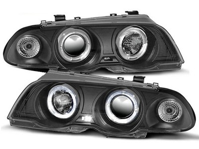 Headlights for BMW 3 Series E46 Sedan Wagon 1998-2001 VR-1178 Angel Eyes Black