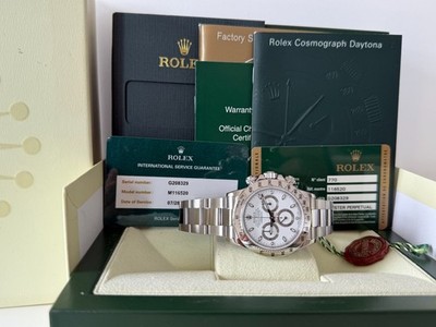 Rolex Cosmograph Daytona White Dial Serviced By Rolex with Warranty Card 116520