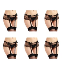 Jennis 6-Pack Women's Sexy Lace Chiffons Garter Belt High Waisted Suspender M
