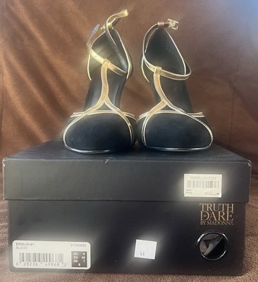 Madonna Truth/Dare BLACK AND GOLD Closed Toe Suede