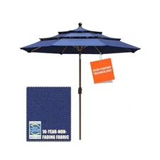 9ft Heavy,Duty Patio Umbrella, Navy Blue, Acrylic Fabric, 10,Year Guarantee