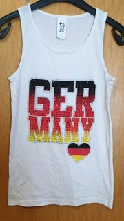 C&A Top Gr. 146/152 Weiß "Germany" mit Strass Neuwertig