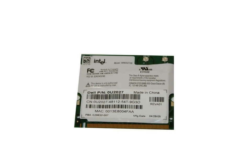 Lot 4 Dell Intel 2100 WiFi Wireless Card 802.11b Mini-PCI WM3A2100 U2027 9Y200 - Image 3 of 4