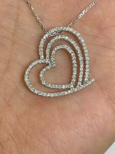2Ct Round Lab-Created Diamond Heart Shape Pendant Necklace 14K White Gold Plated