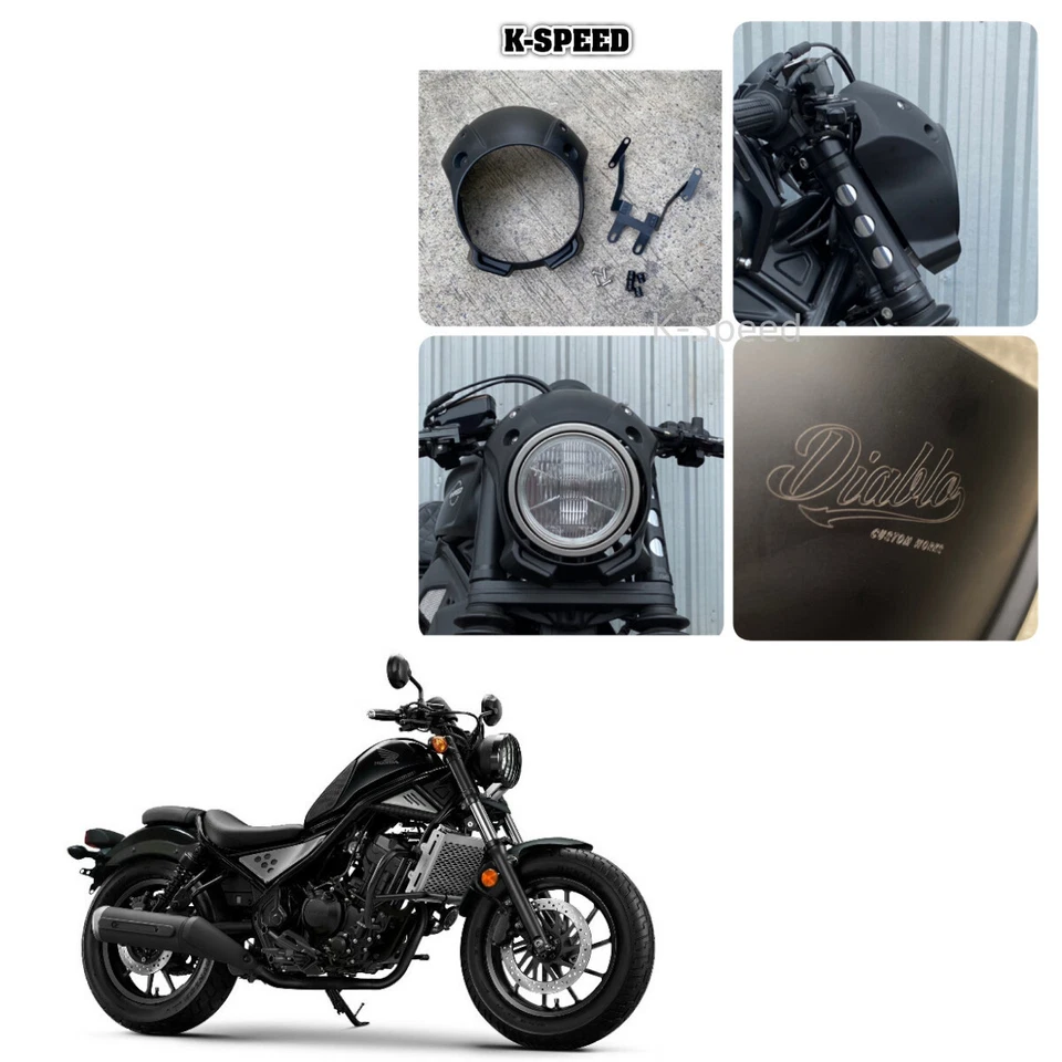Cubierta del faro delantero parabrisas V2 para Honda Rebel 300 y 500 2017-2019 Foto 2 de 4
