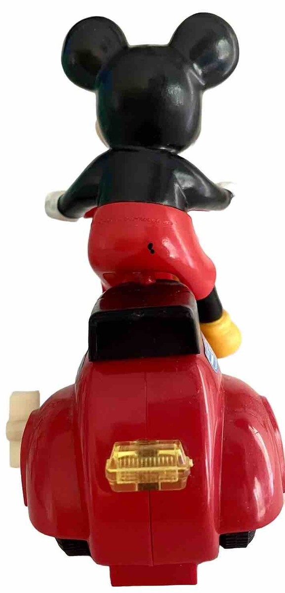 1982 Vintage Disney Mickey Mouse Red Scooter Wind- Up Toy