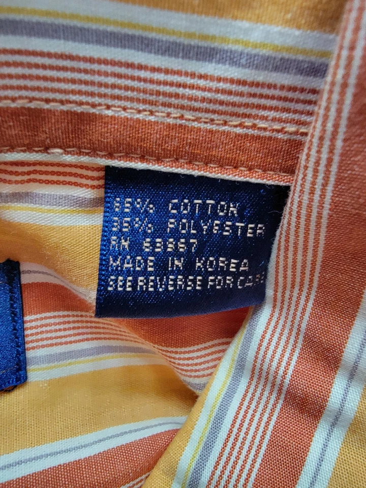 Galaxy Mens Shirt Size 2XL XXL 2X Large Orange White Purple Striped - Image 3 of 4