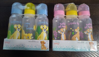 Disney Lion King Baby Infant Bottles 3pk 9oz Nala Simba Unisex Med Flow BPA Free