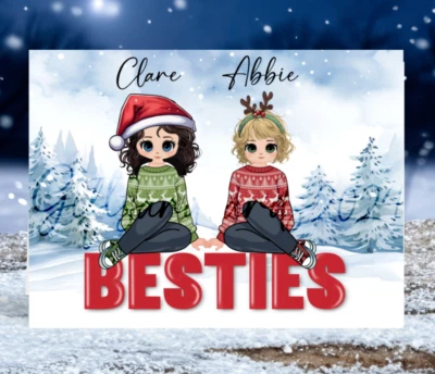 GIFTSANDCARDS2024 Personalised Christmas Card Best Friend Christmas Card Besties