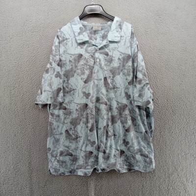 Puma Shirt Mens XXL Blue Floral All Over Graphic Print 3 Button Polo Unstructure