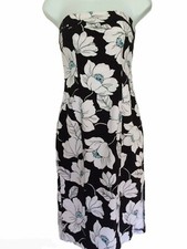 Zinc Black and White Floral Print Stretch Cotton Strapless Dress Size 5 *SALE*
