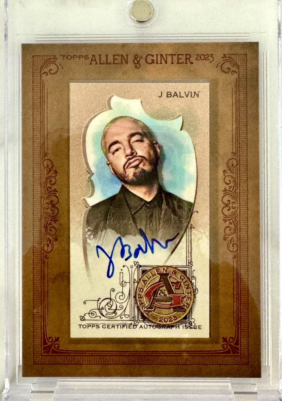🔥 J BALVIN AUTO 2023 Allen and Ginter MA-JBA Mini Framed Auto Singer Songwriter