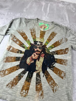 Y2K Anama Men s Large Uncle Sam Print Bedazzled USA Eagle Long Sleeve Shirt