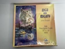 VTG Suns Out 500 Pc. Wolf Jigsaw Puzzle "High Mighty" Sealed Dented Box