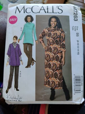 MCCALLS PATTERN 7263 DRESS TUNIC CARDIGAN  MISSES SIZES 8 10 12 14 16  UNCUT