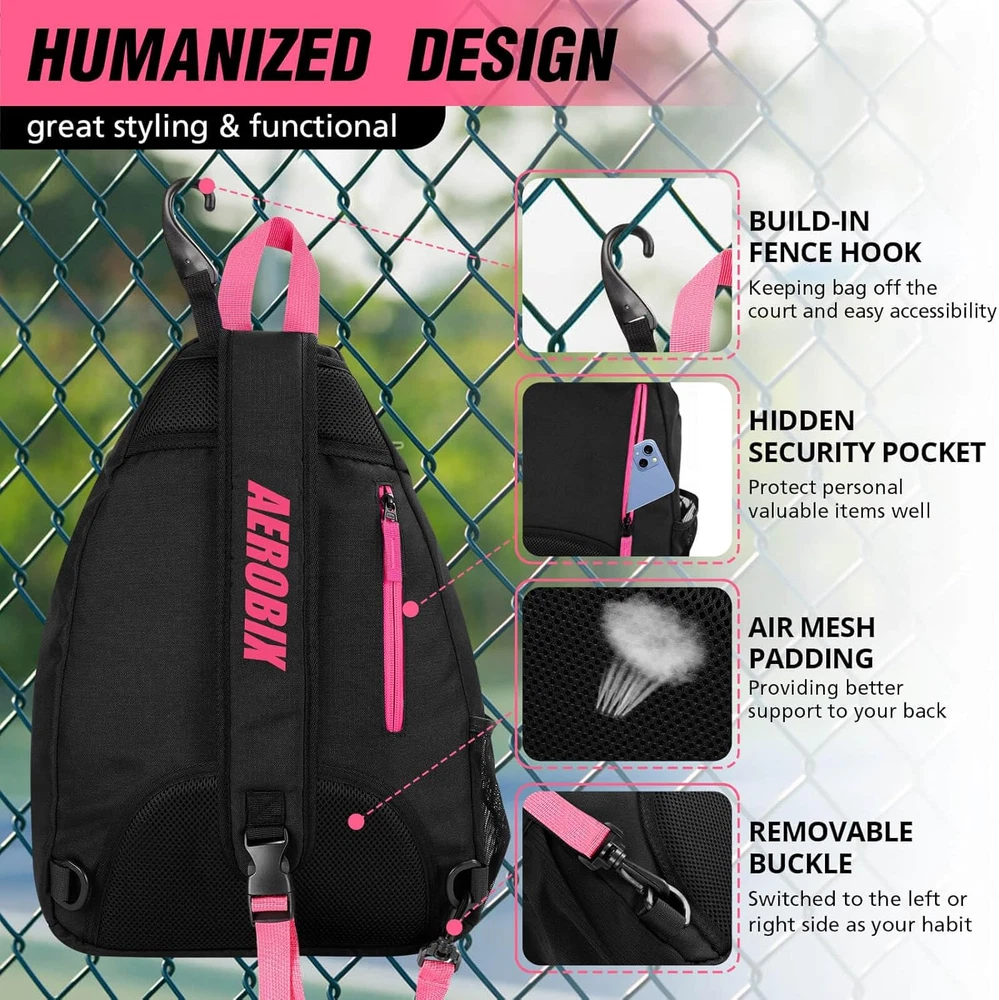 Pickleball Bag Backpack - Adjustable Sling, Large Capacity, Padded Pocket