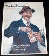 1921 OLD MAGAZINE PRINT AD, PLANTERS, PENNANT SALTED PEANUTS, P. G. MORGAN ART!