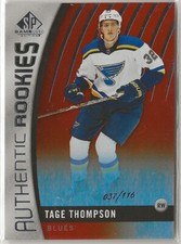 2017-18 SP Game Used Orange Rainbow Rookie #97 Tage Thompson 037/116 St Louis