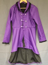 Purple Coat With Lace Accents Button Closure - Large