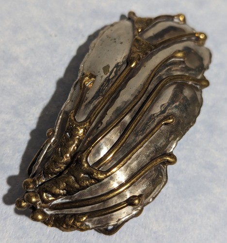 Vntg 70s 80s Small Brass Belt Buckle Modernist Brutalist - Style of Pal Kepenyes - Picture 4 of 10