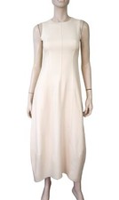 Vintage Y2k DKNY sz 4 Ivory Wool Tweed Tulip Hem Maxi Dress with Exposed Seams