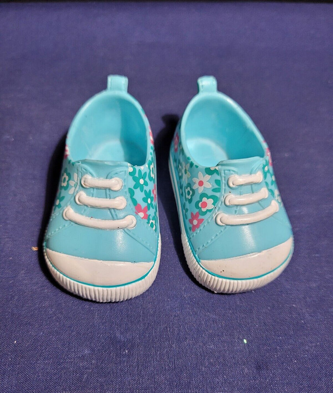 Fisher Price Little Mommy Doll Shoes Blue Sneakers Tennis Shoes with Flowers