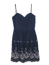 Speechless Dress Women Junior Sz 5 Embroidered Bees Spaghetti Straps Blue White