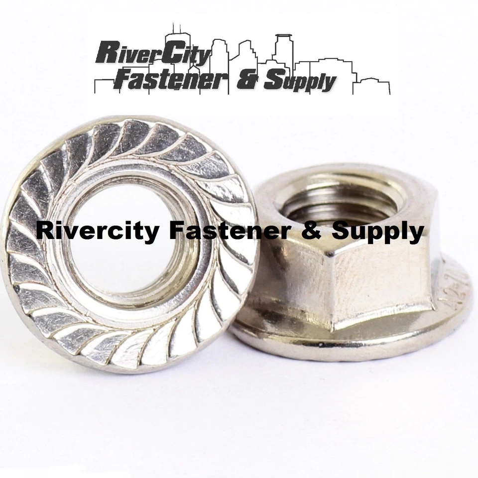 RIVERCITY FASTENER & SUPPLY (25) M10-1.5 Stainless Serrated Flange Lock Nut Spin M10x1.5 Nuts 10mm x 1.5