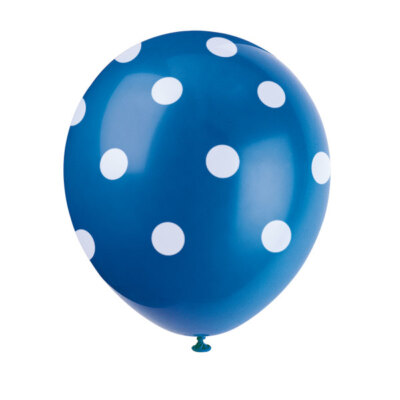 6er Pack Royal Blue Dots 12'' Latexballons - Ballonbogen Party Deko