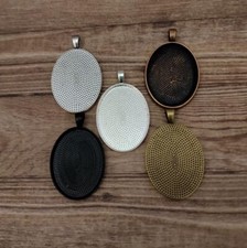 10 Qty 22x30mm Oval DIY Blank Cabochon Pendant Tray