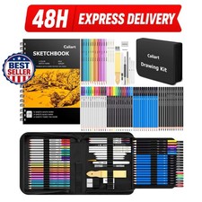 Caliart 176PCS Art Supplies Sketching Kit with 100-Sheet 3-Color Sketch Book