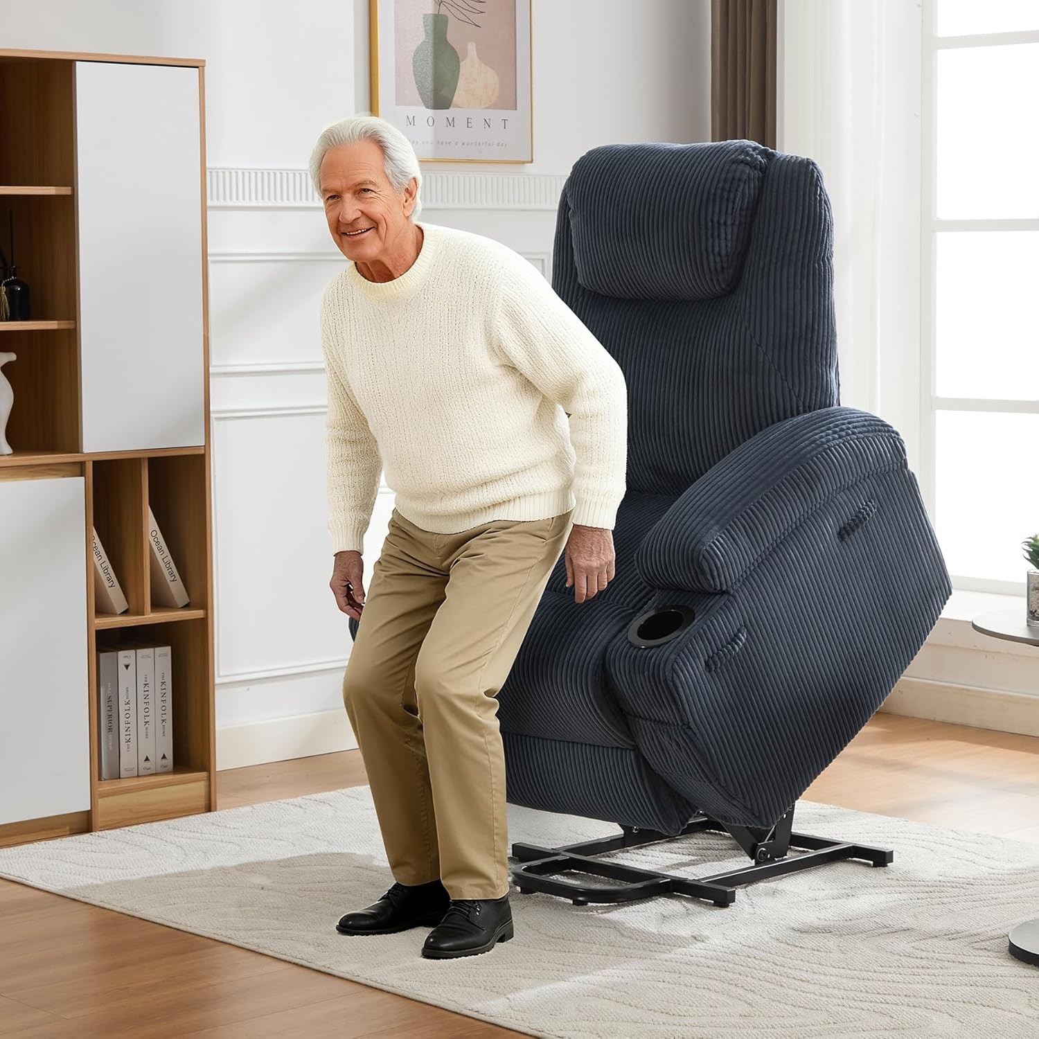 Electric Power Lift 155° Recliner Chair for Elderly Lift Chair w/ Massage Cup