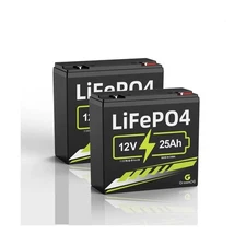 12V 25Ah Lithium LiFePO4 Deep Cycle Battery, 3000+ Cycles Lithium Iron Phosph...